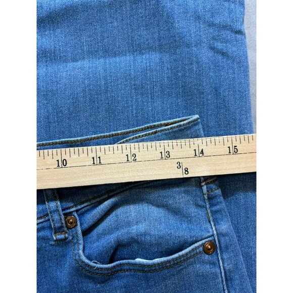 LOFT The Kick Crop Button Fly Front Denim Cropped Slight Flare Blue Jeans 27 - Picture 5 of 9